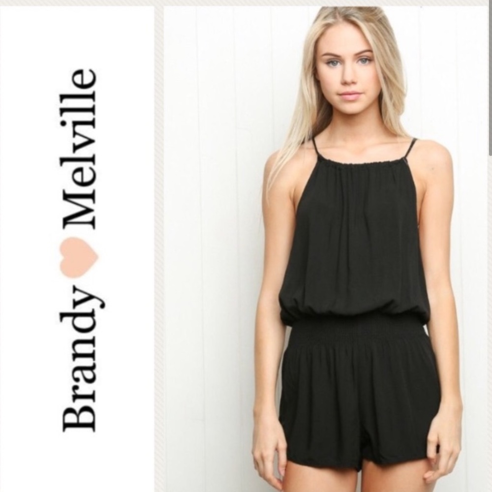 BRANDY MELVILLE BLANCE ROMPER IN BLACK OS